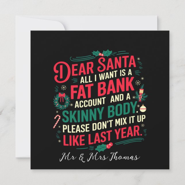 Invitation Cher Père Noël, tout ce que je veux, c'est un comp (Devant)