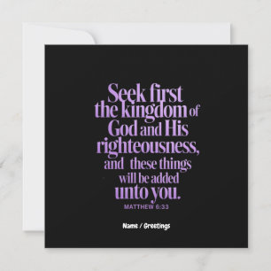 Invitation Cherchez D'Abord Le Royaume De Dieu Bible Verse