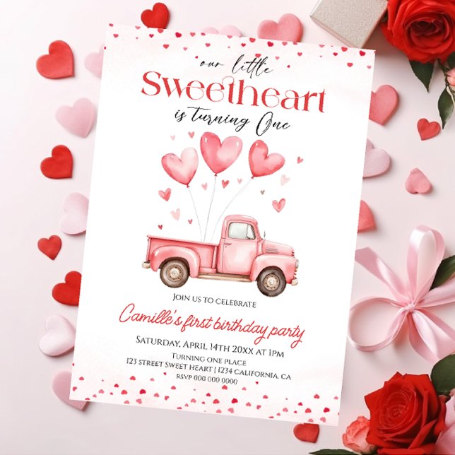 Invitation Chéri camion de la Saint-Valentin Fille anniversai (Créateur téléchargé)