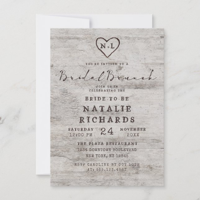 Invitation Chérie sculptée Rustique Bridal Brunch Douche (Devant)