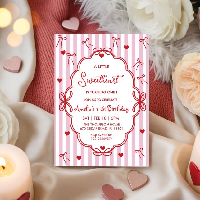Invitation Chéries Filles de la Saint-Valentin 1er Anniversai (Créateur téléchargé)