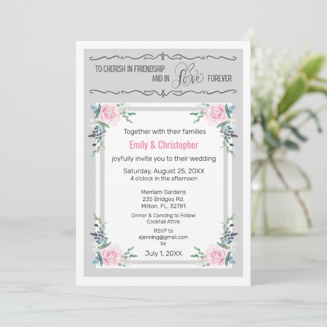 Invitation Cherish In Friendship & Love Wedding Invite (Debout devant)