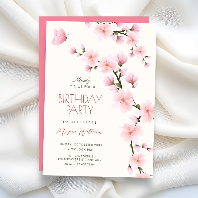 Invitation Cherry blossom birthday (Créateur téléchargé)