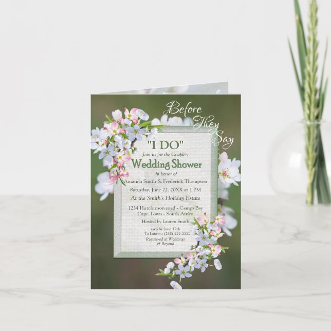 Invitation Cherry Blossom Bouquet Couple Douche (Devant)