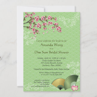 Invitation Cherry Blossom et les fans Dim Sum Jade Fête des m