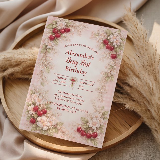 Invitation Cherry Blossom Garden 1st Birthday (Créateur téléchargé)