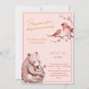 Invitation Cherry Blossom Girl Woodland Baby shower