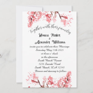 Invitation Cherry Blossom Japonais Sakura Mariage rose