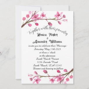 Invitation Cherry Blossom Japonais Sakura Mariage rose