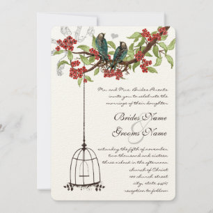 Invitation Cherry Blossom Oiseaux romantiques et Mariages de 