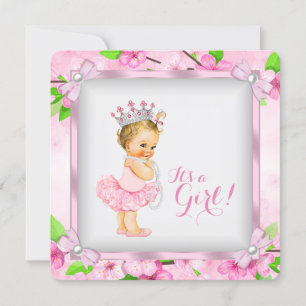 Invitation Cherry Blossom Pearl Girls Tutu Baby shower