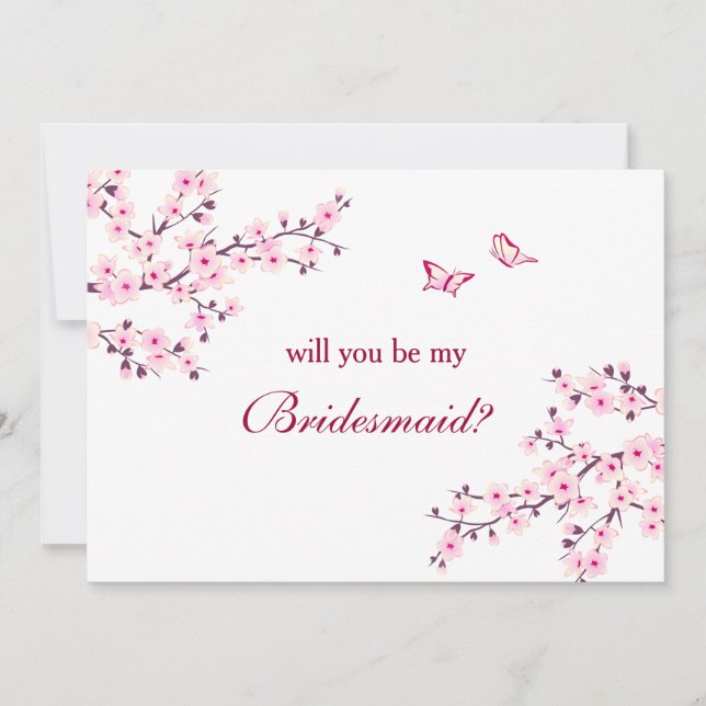 Invitation Cherry Blossom Pink White Bridesmaid (Devant)