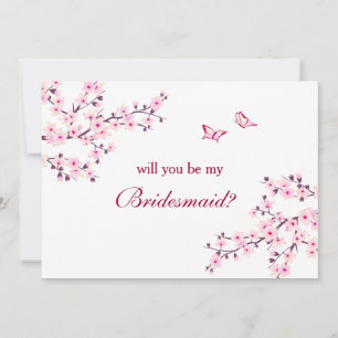 Invitation Cherry Blossom Pink White Bridesmaid