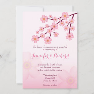 Invitation Cherry Blossom rose Sakura Floral Mariage