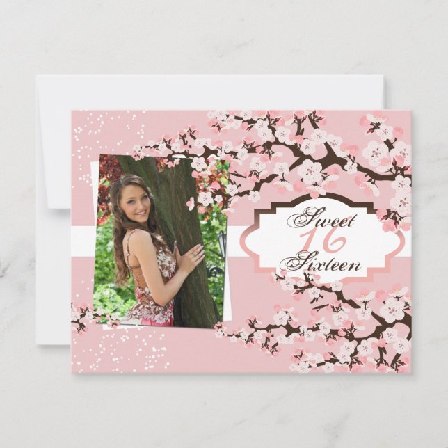 Invitation Cherry Blossom Sweet 16 Anniversaire Fête Invitati (Devant)