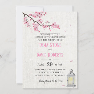 Invitation Cherry Blossom Vintage lanterne Mariage