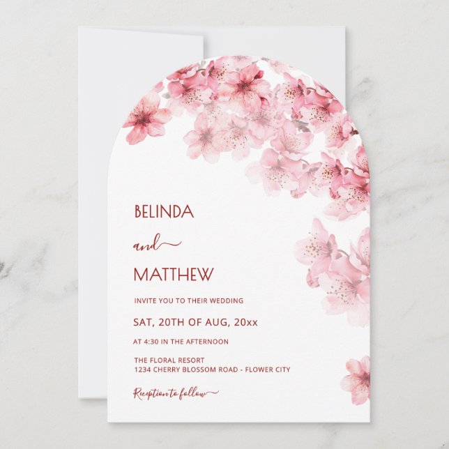 Invitation  Cherry Blossom White  Wedding (Devant)