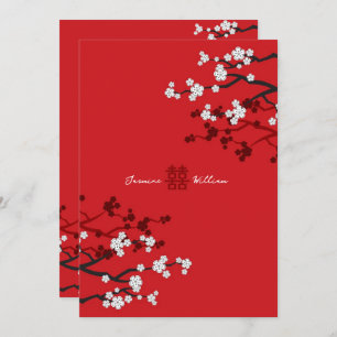 Invitation Cherry Blossoms & Double Bonheur Mariage chinois