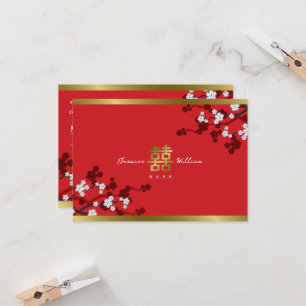 Invitation Cherry Blossoms double bonheur Mariage chinois