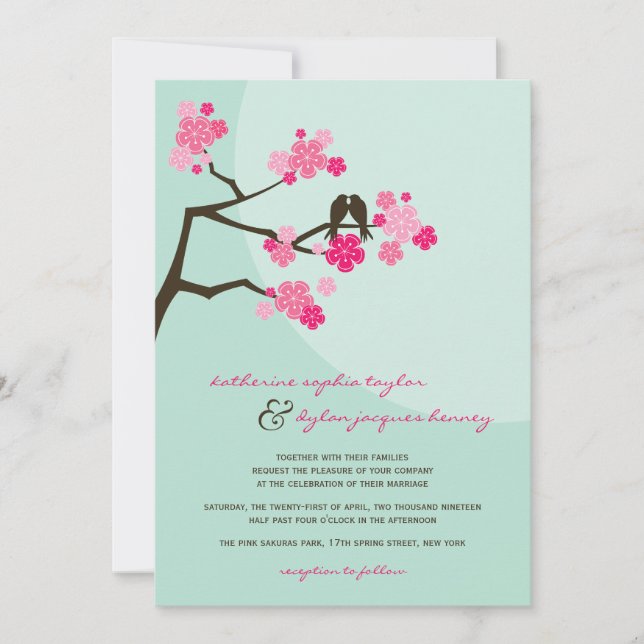 Invitation Cherry Blossoms Sakura Inséparables Mariage Invita (Devant)