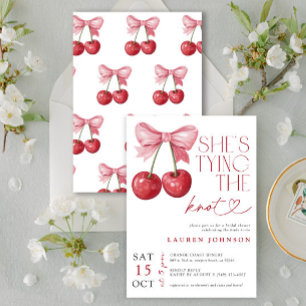 Invitation Cherry Bow She's Tying the Knot Fête des mariées