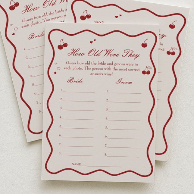Invitation Cherry Bridal Shower Age Guessing Game Card (Créateur téléchargé)