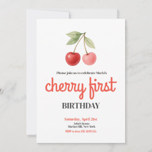Invitation Cherry First 1st Girl Birthday Party