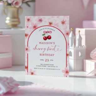 Invitation Cherry First Pink Cherry Blossom 1er anniversaire