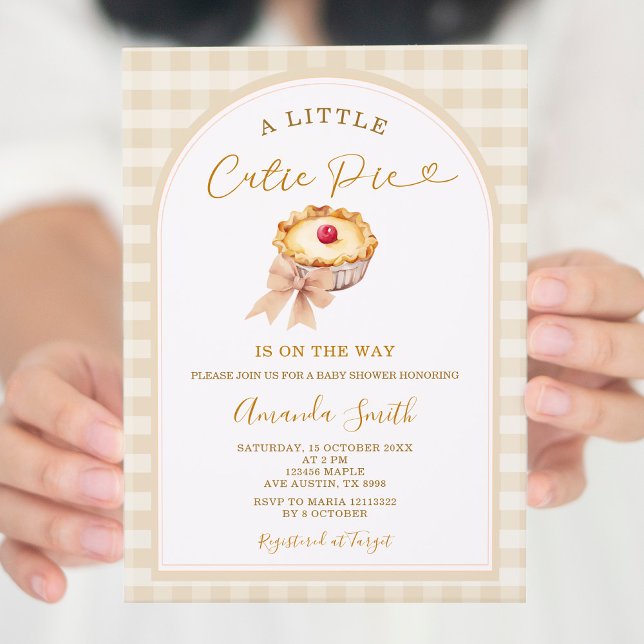 Invitation Cherry Little Cutie Pie Pastel En vichy Baby showe (Créateur téléchargé)