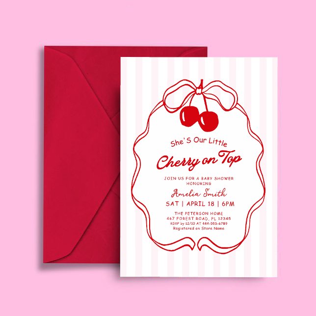 Invitation Cherry On Top Valentines girl Baby shower (Créateur téléchargé)