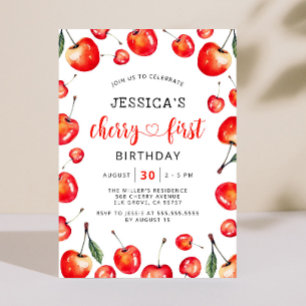 Invitation Cherry premier anniversaire Red Cherry 1er anniver