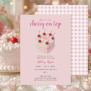 Invitation Cherry sur l'invitation Baby shower Top Cake