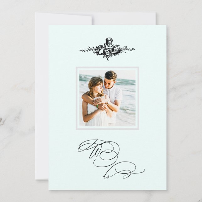 Invitation *~* Cherub victorienne PHOTO QR AR6 Mariage RSVP (Devant)