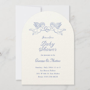Invitation Cherubs tenant le Baby shower des couples cardiaqu