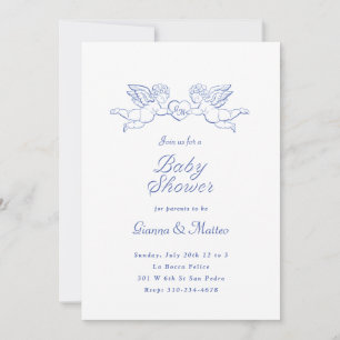 Invitation Cherubs tenant le Baby shower des couples cardiaqu