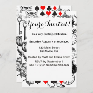 Invitation cheshire cat classique alice dans l'art du pays de