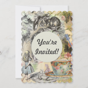 Invitation Cheshire Chat Alice Wonderland Classic