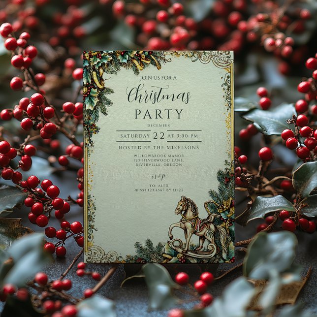 Invitation Cheval à Bascule Nostalgique d'Hiver (Créateur téléchargé)