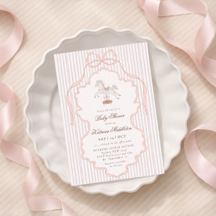 Invitation Cheval à bascule vintage avec napperon pour Baby S