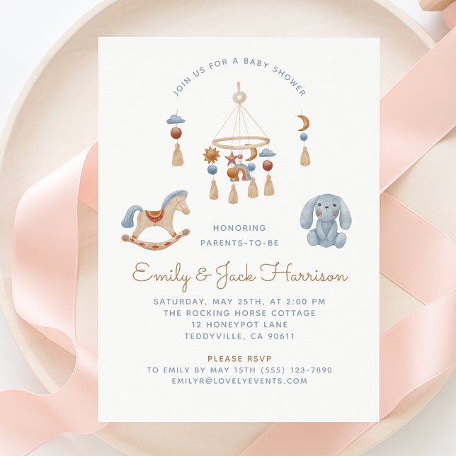 Invitation Cheval à rocher, berceau mobile, baby shower (Créateur téléchargé)