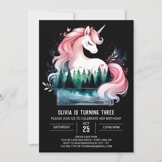 Invitation Cheval Adorable Jungle Anniversaire (Devant)