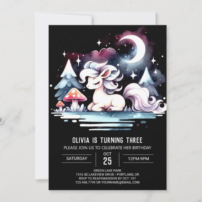 Invitation Cheval adorable Whimsy Anniversaire (Devant)