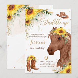 Invitation Cheval Anniversaire Fête Cowgirl Tournesol Anniver