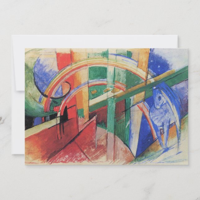 Invitation Cheval bleu avec arc-en-ciel de Franz Marc (Devant)