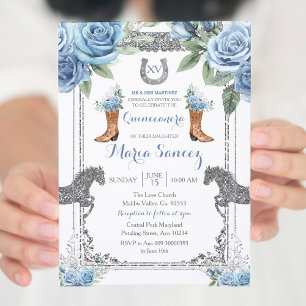 Invitation Cheval bleu Dusty Charra Mis XV Anos Anniversaire