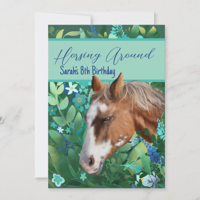 Invitation Cheval Brown Lover Autour De Fleur (Devant)