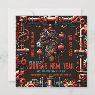 Invitation Cheval chinois de Nouvel An Steampunk