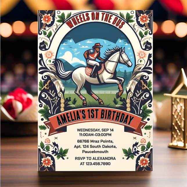 Invitation Cheval Cowboy Kentucky Derby Party 1er anniversair (Créateur téléchargé)
