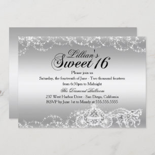 Invitation Cheval d'argent Carriage Princess Sweet 16 Invitat