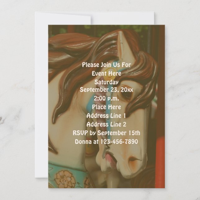 Invitation Cheval de carrousel personnalisable (Devant)